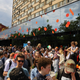 People line up at the new restaurant "Vkusno & tochka" in Russia.
